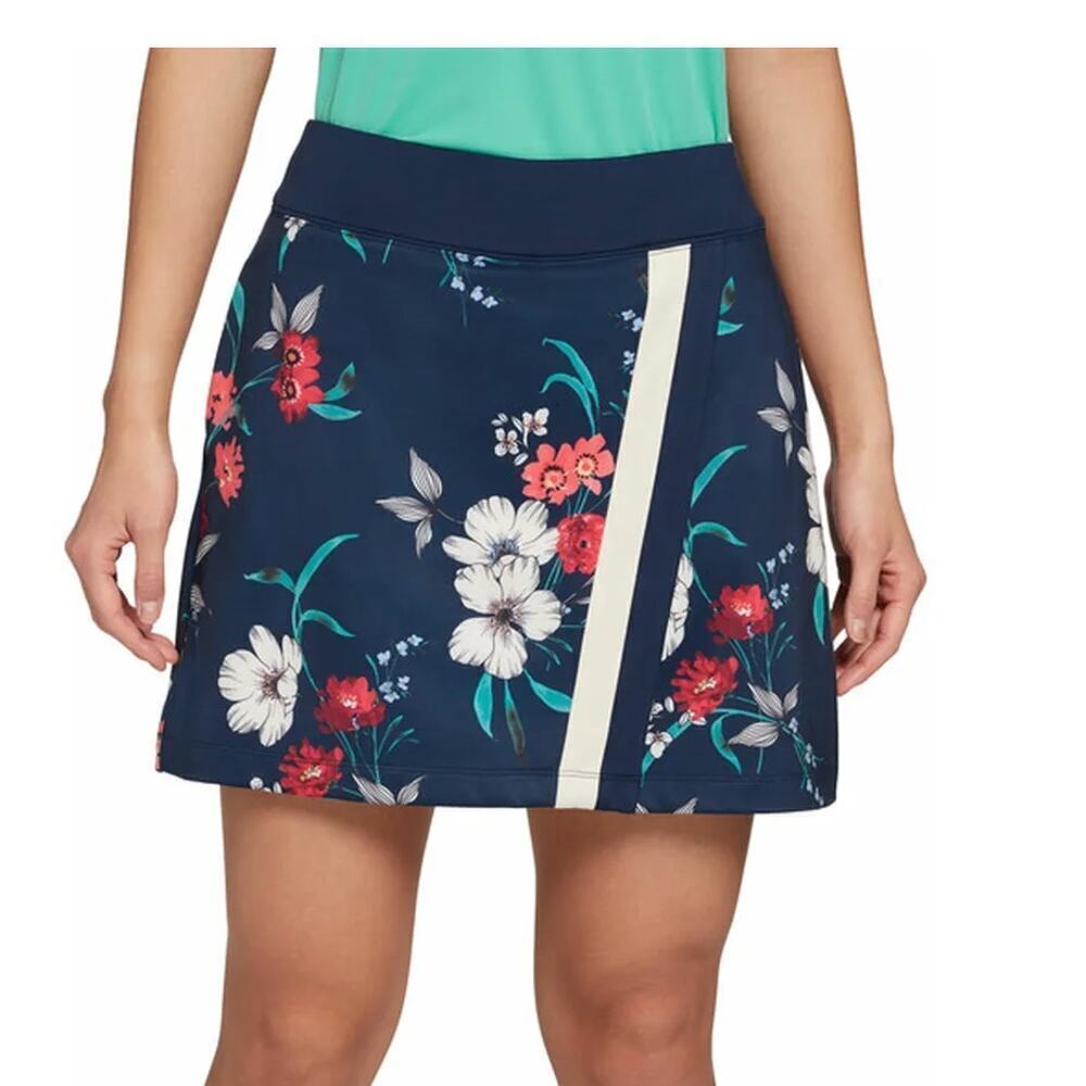 Women’s L Lady Hagen Golf Skort Navy Floral Print 17” Lined Athletic Skirt